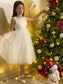 Bowknot Tulle A-Line/Princess Sleeveless Tea-Length Scoop Flower Girl Dresses