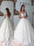 Tulle A-Line/Princess Court Train V-neck Sleeveless Wedding Dresses