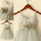 Tulle Sleeveless A-line/Princess Tea-Length Straps Spaghetti Sequin Flower Girl Dresses