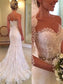 Sweep/Brush Beading Sheath/Column Sweetheart Train Sleeveless Lace Wedding Dresses
