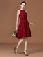 Chiffon Sleeveless halter Knee-Length A-Line/Princess Lace Bridesmaid Dress