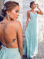 Spaghetti Straps Sleeveless With Floor-Length A-Line Ruched Chiffon Dresses