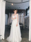 Sweep/Brush Scoop Tulle Sleeves Beading Long A-Line/Princess Train Wedding Dresses