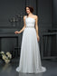 Long Sleeveless A-Line/Princess One-Shoulder Beading Chiffon Wedding Dresses