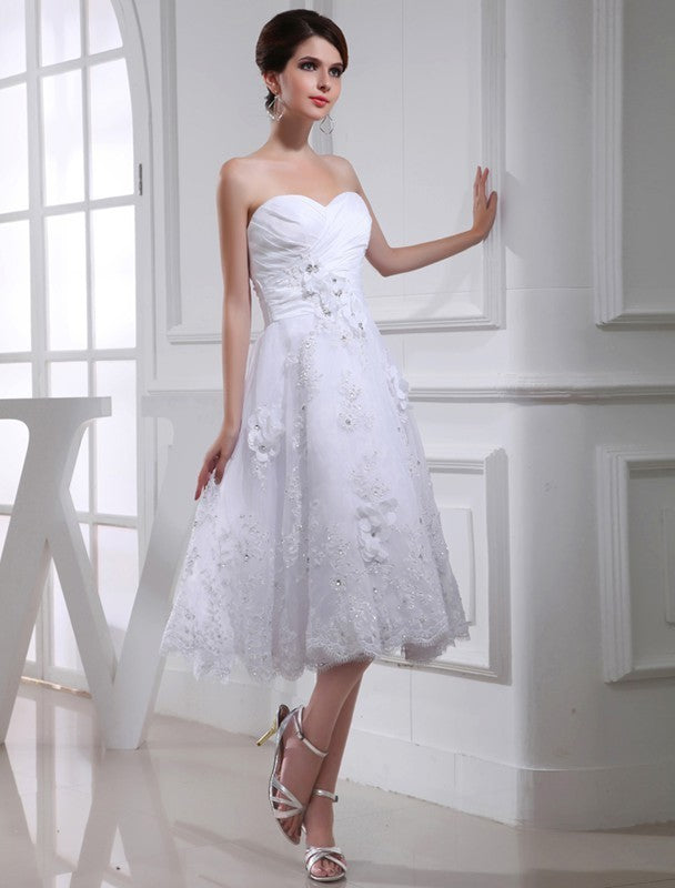 Sweetheart Beading A-Line/Princess Sleeveless Applique Organza Taffeta Wedding Dresses