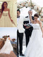 Tulle A-Line/Princess Sweep/Brush Sweetheart Beading Sleeveless Train Wedding Dresses