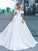 Ball Sleeveless Gown Court Ruffles Off-the-Shoulder Satin Train Wedding Dresses