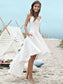 Straps Satin Sleeveless A-Line/Princess Ruched Spaghetti Asymmetrical Wedding Dresses