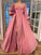 Square A-Line/Princess Sleeves Long Ruffles Satin Floor-Length Dresses