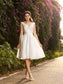 Beading V-neck Short A-Line/Princess Sleeveless Satin Wedding Dresses
