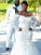 Long Sweep/Brush Applique Off-the-Shoulder Trumpet/Mermaid Sleeves Tulle Train Wedding Dresses