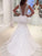 Train Applique V-neck Trumpet/Mermaid Court Sleeveless Lace Wedding Dresses