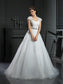 Ball Long Gown Beading Square Sleeveless Organza Wedding Dresses