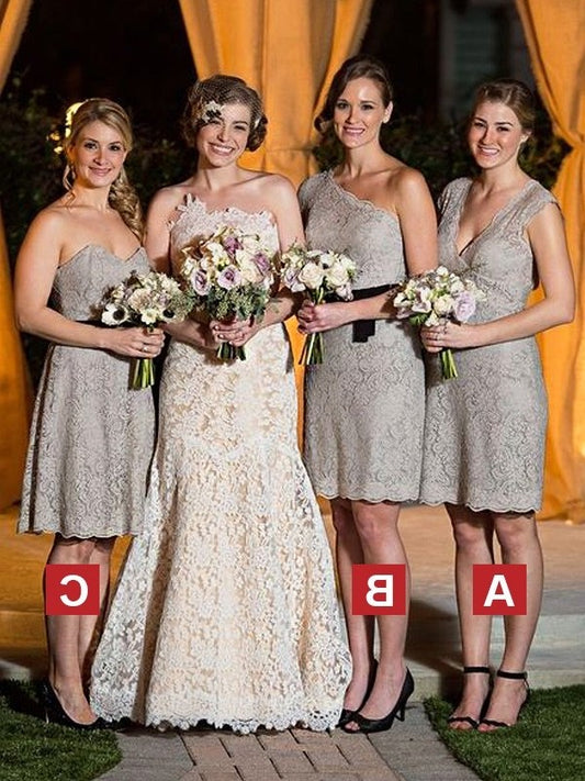 Lace Sheath/Column Sleeveless Floor-Length Bridesmaid Dresses