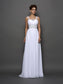 Straps Sleeveless A-Line/Princess Beading Long Chiffon Wedding Dresses