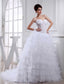 Applique Sleeveless Ball Beading Gown Sweetheart Organza Wedding Dresses