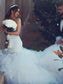 Court Sleeveless Lace Trumpet/Mermaid Train Spaghetti Straps Tulle Wedding Dresses