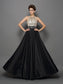 Sleeveless High A-Line/Princess Sequin Neck Long Taffeta Dresses