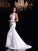 Long Trumpet/Mermaid Neck Applique High Sleeveless Satin Wedding Dresses