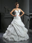 Sleeveless Hand-Made Flower Gown Sweetheart Long Ball Satin Wedding Dresses