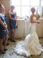 Sleeveless Sweetheart Court Ruffles Train Trumpet/Mermaid Satin Wedding Dresses