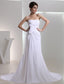 Sleeveless A-Line/Princess Pleated Strapless Beading Chiffon Wedding Dresses