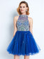 A-line/Princess High Neck Ruffles Sleeveless Short/Mini Net Homecoming Dresses Ryann Dress
