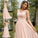 A-Line/Princess Lace V-neck Chiffon Sleeveless Floor-Length Bridesmaid Dresses