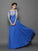 1/2 Scoop Sleeves A-Line/Princess Applique Long Chiffon Dresses