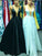 Sleeveless A-Line/Princess Floor-Length V-neck Ruffles Satin Dresses