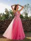 A-Line/Princess Tulle Straps Applique Sleeveless Floor-Length Dresses