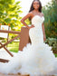 Train Sleeveless Sweetheart Court Trumpet/Mermaid Organza Wedding Dresses