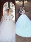Court Ball Sleeves Tulle Long Off-the-Shoulder Gown Train Wedding Dresses