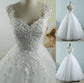Gown Sleeveless Applique Floor-Length V-neck Sweetheart Ball Tulle Wedding Dresses