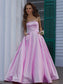 Sleeveless A-Line/Princess Strapless Floor-Length Ruffles Satin Dresses