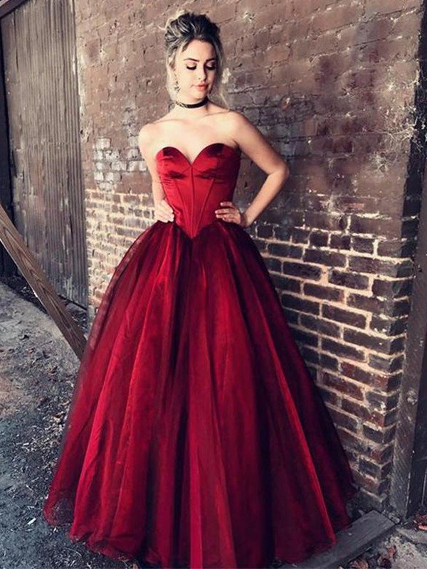 Ball Gown Sweetheart Floor-Length With Sleeveless Ruffles Tulle Dresses