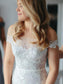Applique Tulle Sleeveless Court Trumpet/Mermaid Off-the-Shoulder Lace Train Wedding Dresses
