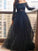 Off-the-Shoulder Long Lace A-Line/Princess Sleeves Floor-Length Tulle Dresses