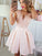 A-Line/Princess Applique Satin Sweetheart Sleeves Short Short/Mini Homecoming Dresses