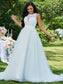 Sleeveless Scoop Sweep/Brush Lace Tulle A-Line/Princess Train Wedding Dresses