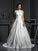 Long Applique Neck High A-Line/Princess Sleeveless Satin Wedding Dresses