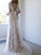 A-Line/Princess Short Sash/Ribbon/Belt Lace V-neck Sweep/Brush Sleeves Train Wedding Dresses