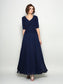 of Mother A-Line/Princess 1/2 Chiffon Long Sleeves V-neck the Bride Dresses