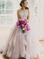 Sweep/Brush Gown Scoop Ball Beading Sleeveless Train Tulle Wedding Dresses