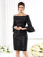 Off-the-Shoulder Sheath/Column Taffeta 1/2 Ruched Sleeves Mother Short of the Bride Dresses