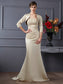 Strapless Trumpet/Mermaid Long Satin Mother Sleeveless Applique of the Bride Dresses