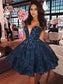 A-Line/Princess Sleeveless Homecoming Dresses Sweetheart Satin Micaela Beading Short/Mini Dresses