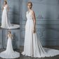 V-neck Chiffon A-Line/Princess Sleeveless Court Train Wedding Dresses