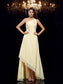 One-Shoulder High Sleeveless Beading A-Line/Princess Low Chiffon Dresses