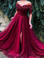 Sweep/Brush Off-the-Shoulder Train Sleeves 1/2 A-Line/Princess Ruffles Tulle Dresses